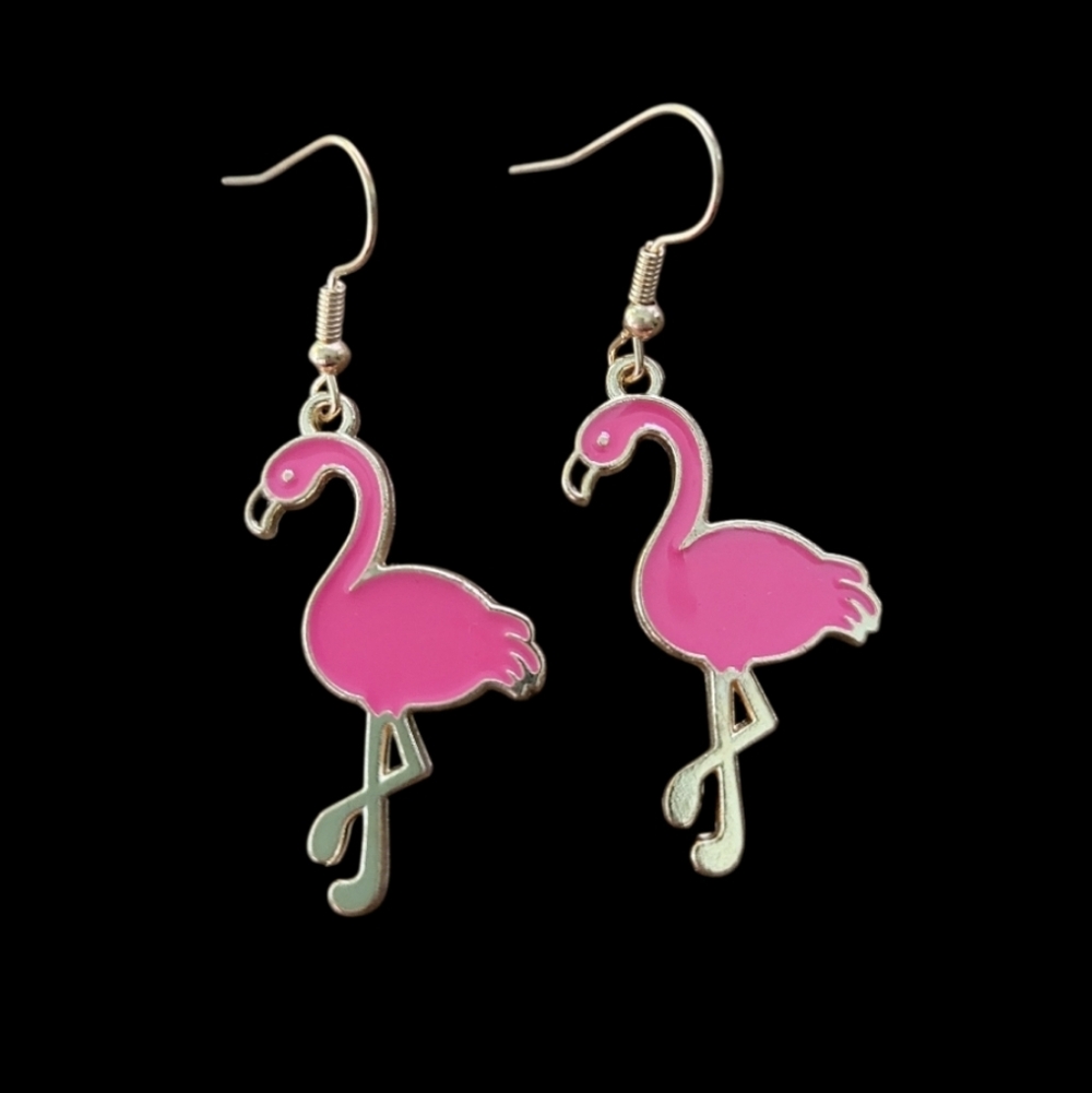 Bright Pink Flamimgo Earrings